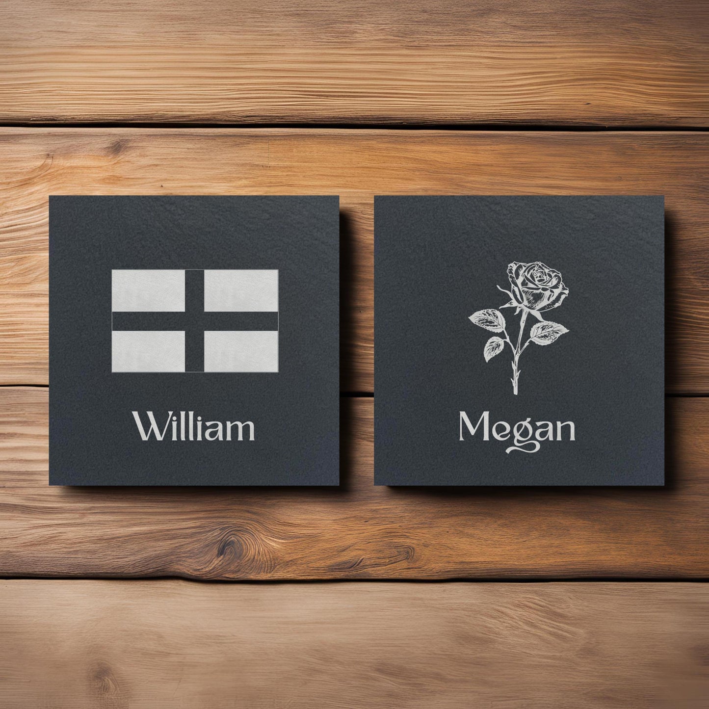 English Flag and Rose Slate Coasters