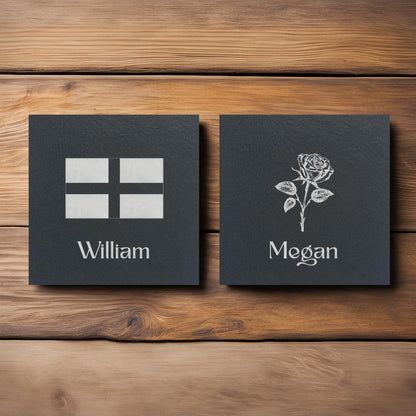 English Flag and Rose Slate Coasters