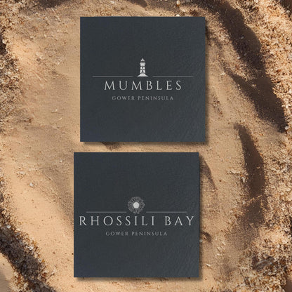 Customisable Gower Beach Slate Coasters