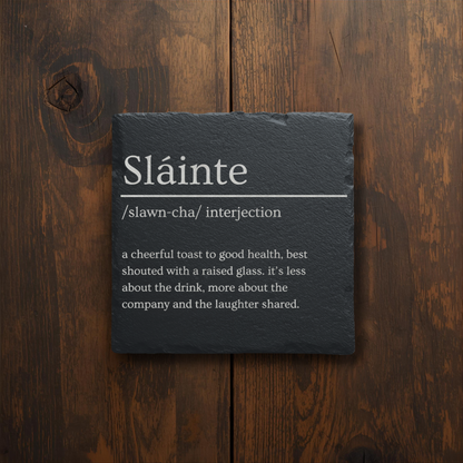 Slainte Dictionary Slate Coaster - Irish Gift