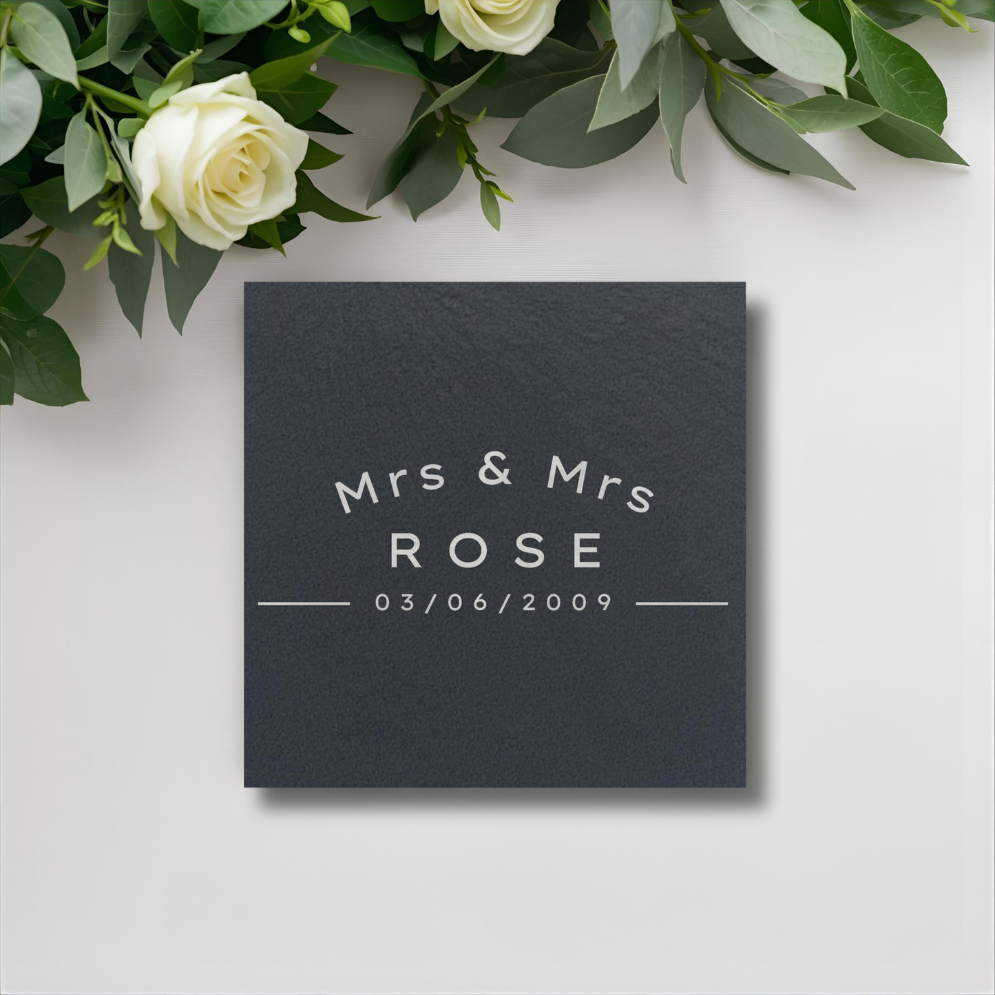 Customisable Wedding Slate Coasters, Engraved with Names, Initials and Date
