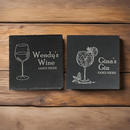 Custom Name & Drink Slate Coasters