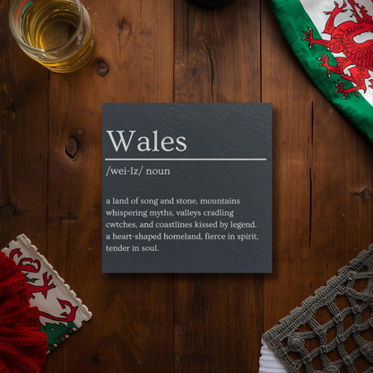 Wales Dictionary Definition Slate Coaster