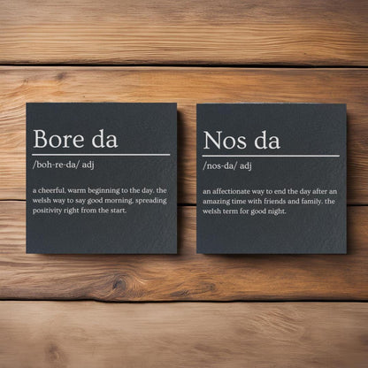 Welsh Dictionary Slate Coasters