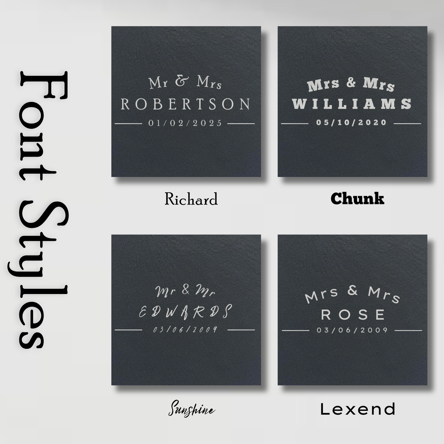 Customisable Wedding Slate Coasters, Engraved with Names, Initials and Date
