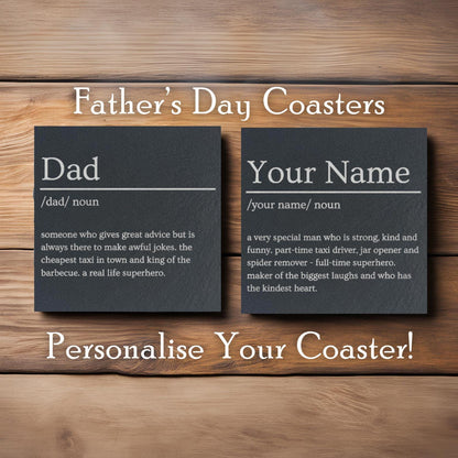 Father's Day Dictionary Definition Slate Coaster