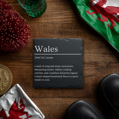 Wales Dictionary Definition Slate Coaster