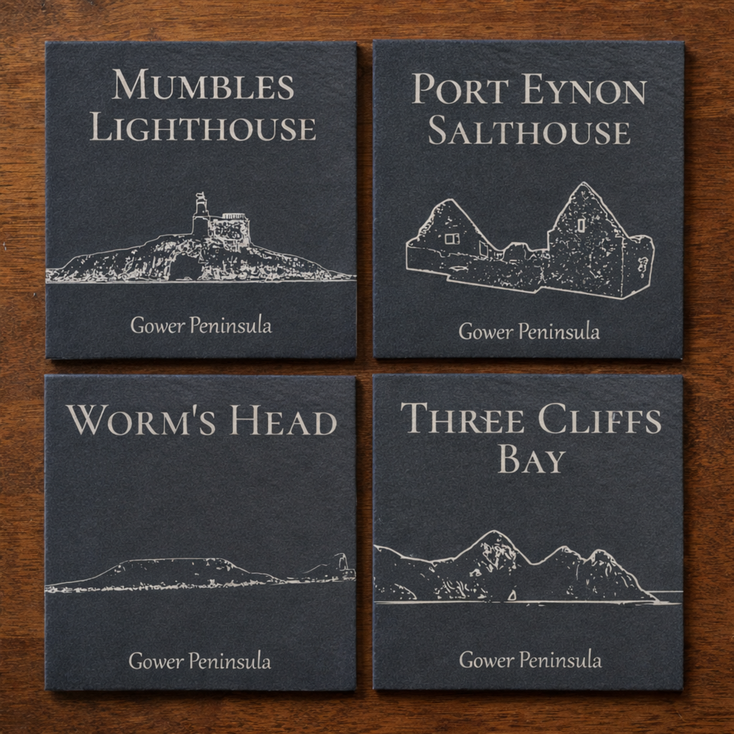 Gower Slate Coaster Set - Welsh Gift Idea