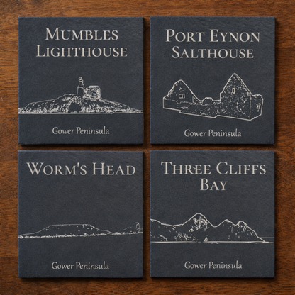 Gower Slate Coaster Set - Welsh Gift Idea