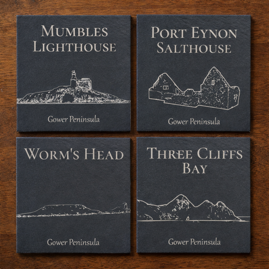 Gower Slate Coaster Set - Welsh Gift Idea
