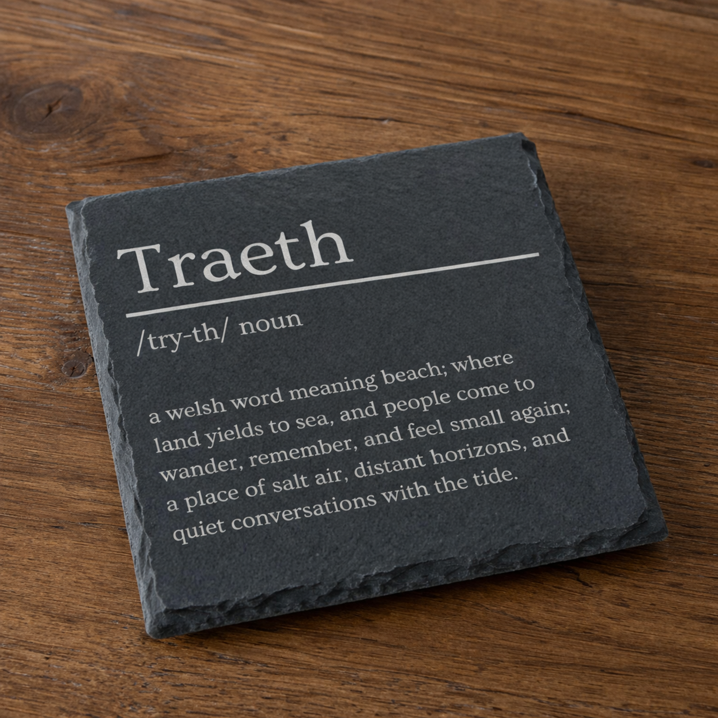 Traeth Slate Welsh Dictionary Coaster (Beach)