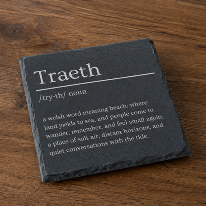 Traeth Slate Welsh Dictionary Coaster (Beach)
