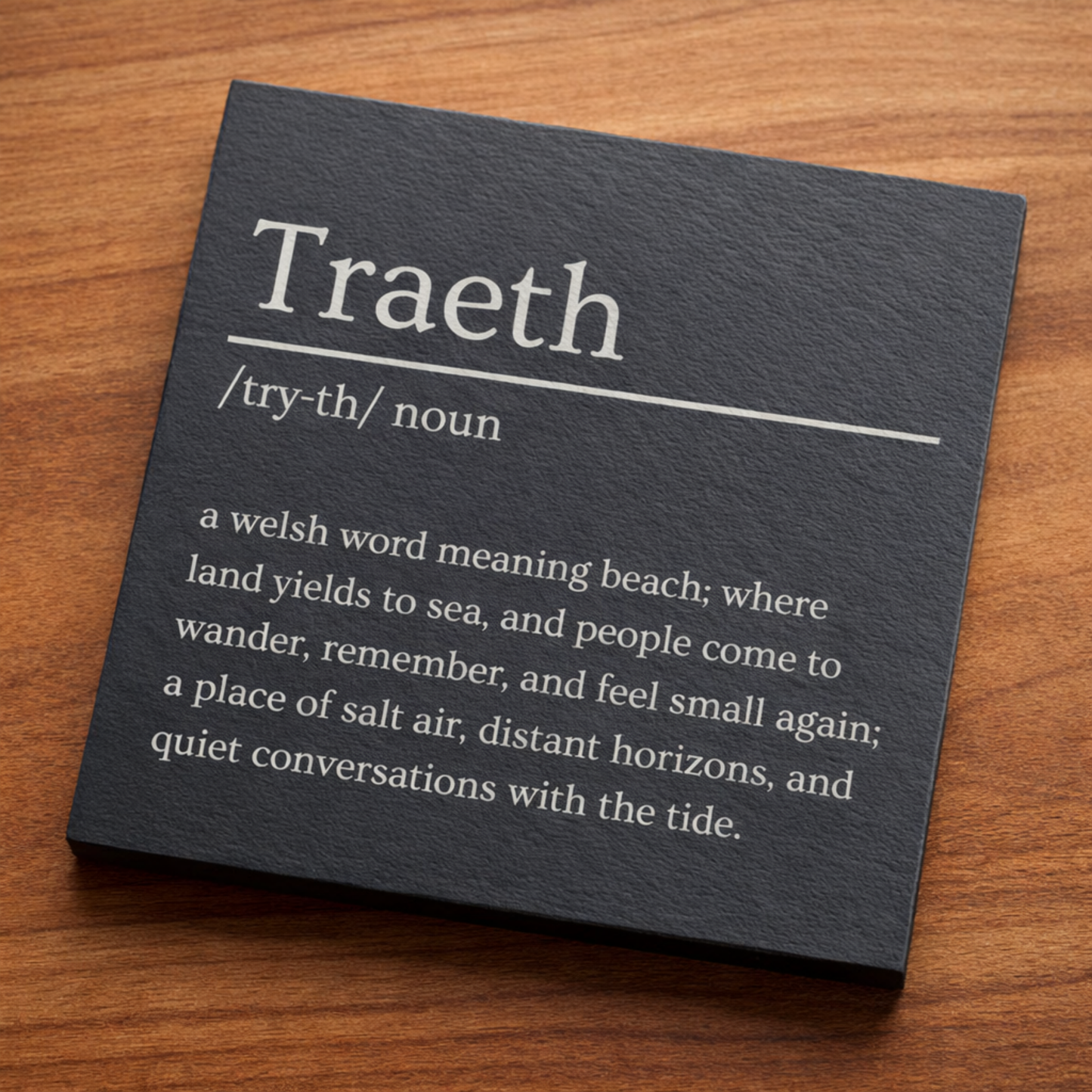 Traeth Slate Welsh Dictionary Coaster (Beach)