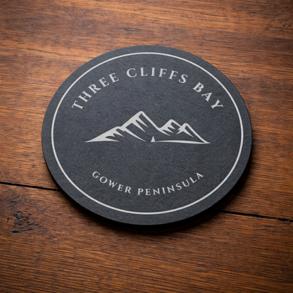 Three Cliffs Bay Engraved Slate Coaster