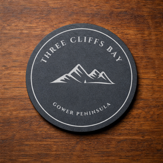 Three Cliffs Bay Engraved Slate Coaster
