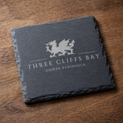 Customisable Welsh Dragon Slate Coaster