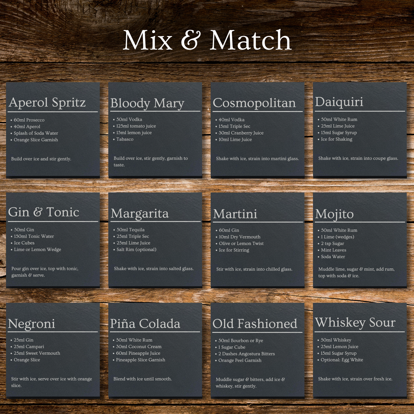 Cocktail Recipe Coaster Set