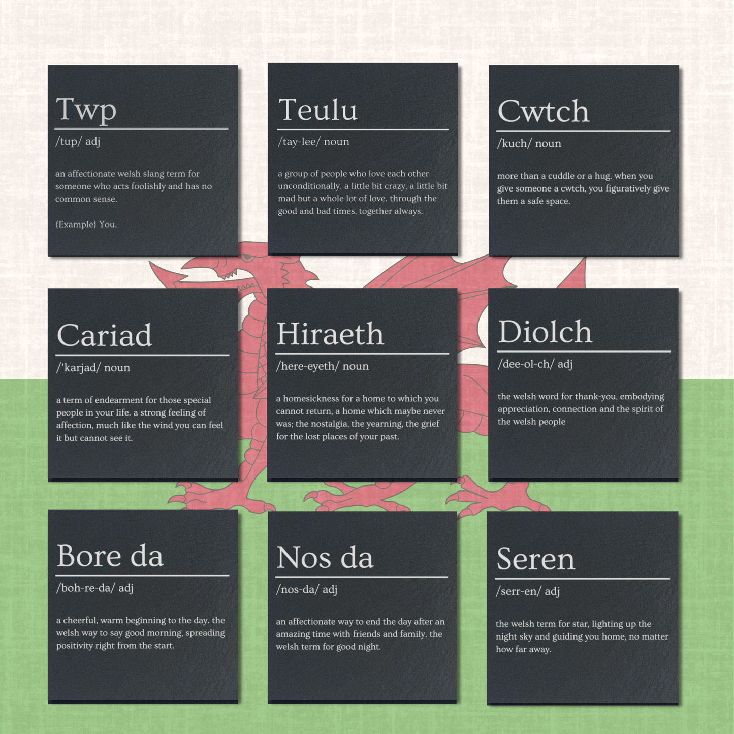 Welsh Dictionary Slate Coasters