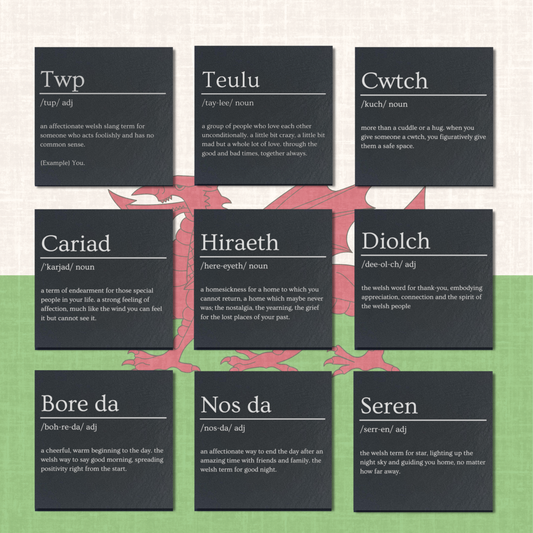 Welsh Dictionary Slate Coasters