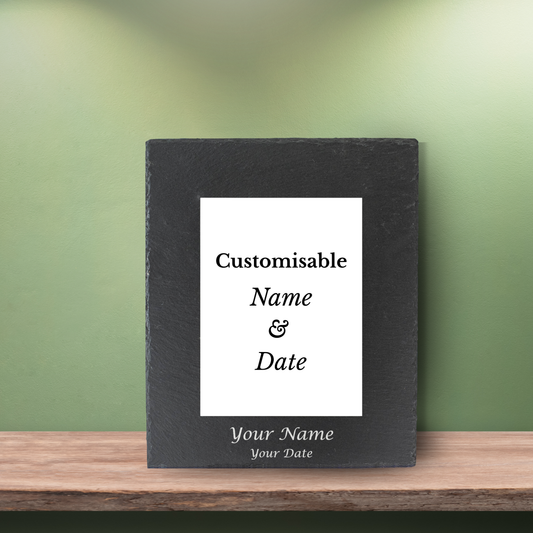 Personalised Slate Photo Frame – Engraved with Couple’s Names & Date