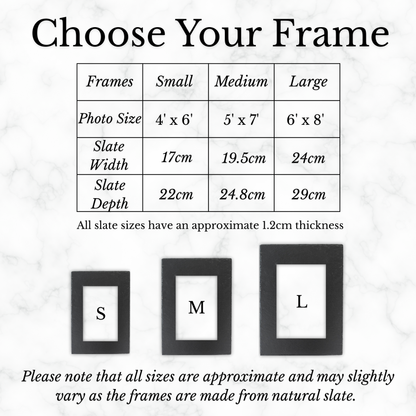 Personalised Slate Photo Frame – Engraved with Couple’s Names & Date