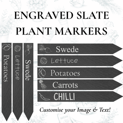 Engraved Slate Plant Marker - Name & Image