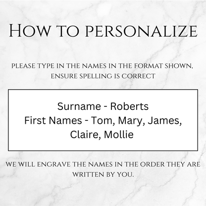 Custom Family Names Cheeseboard