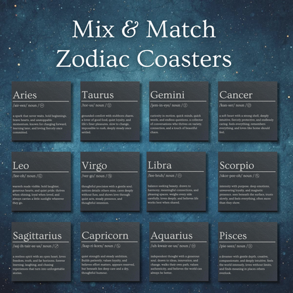Zodiac Dictionary Style Slate Coasters