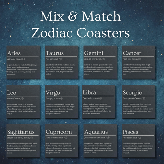 Zodiac Dictionary Style Slate Coasters