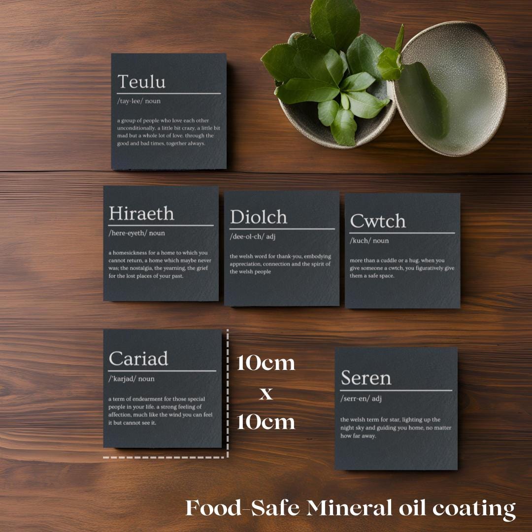 Welsh Dictionary Slate Coasters