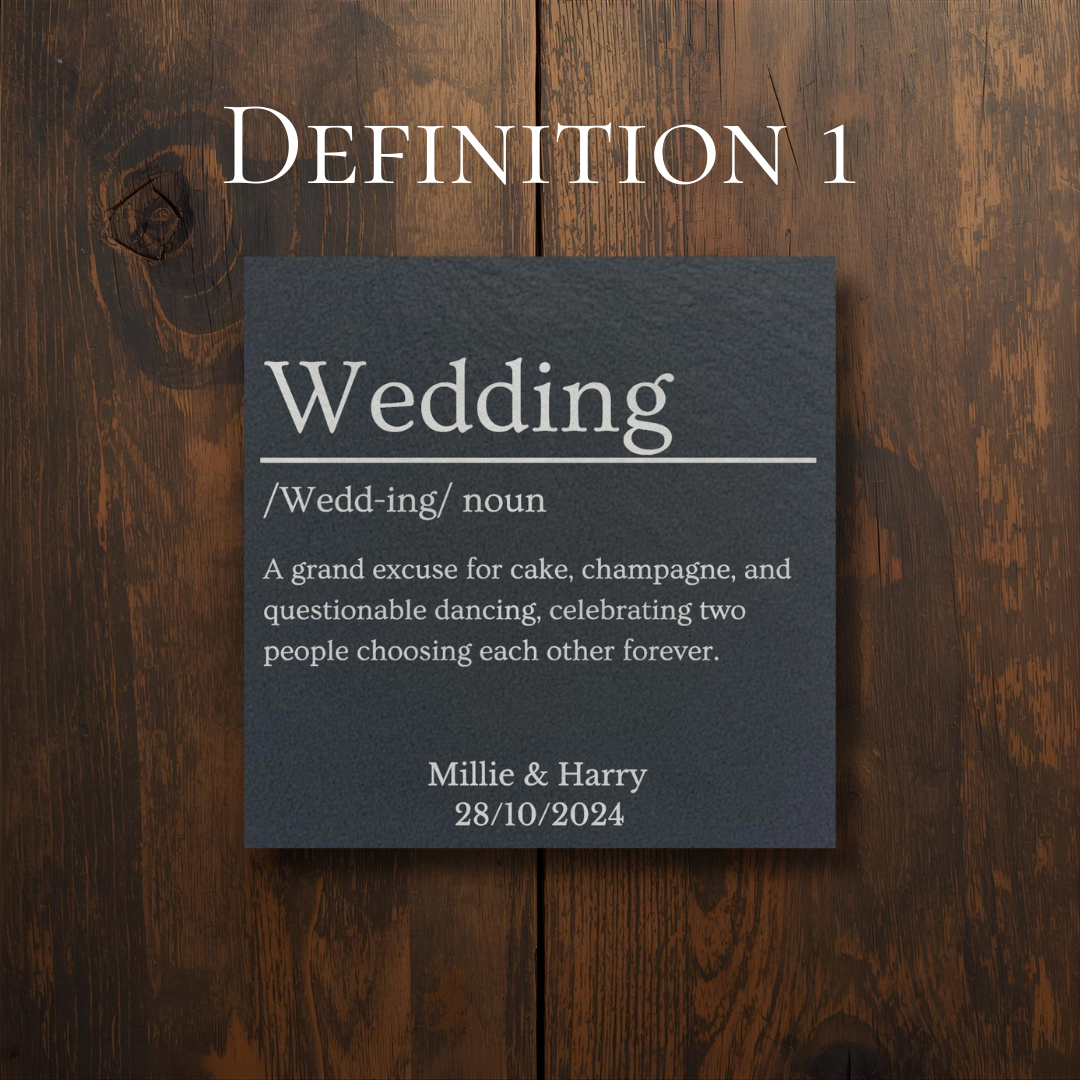 Customisable Wedding Dictionary Definition Slate Coaster