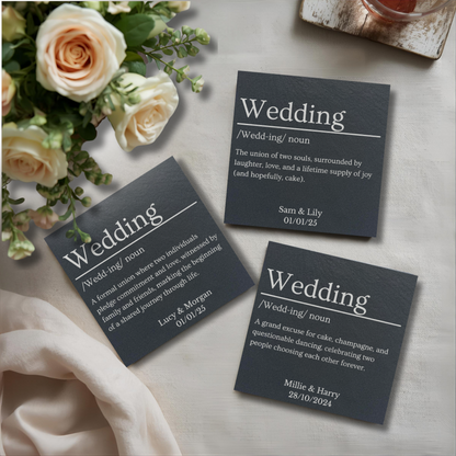 Customisable Wedding Dictionary Definition Slate Coaster