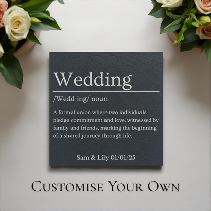 Customisable Wedding Dictionary Definition Slate Coaster