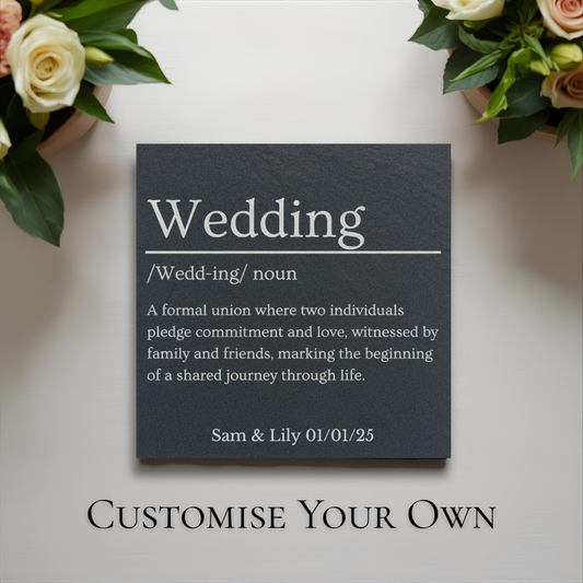 Customisable Wedding Dictionary Definition Slate Coaster