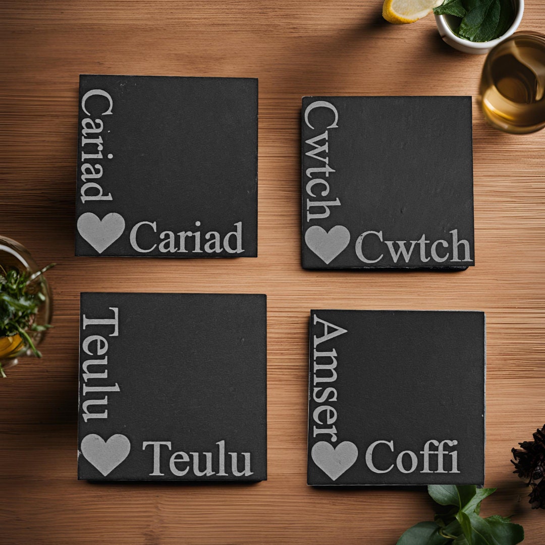 Welsh Heart Slate Coasters