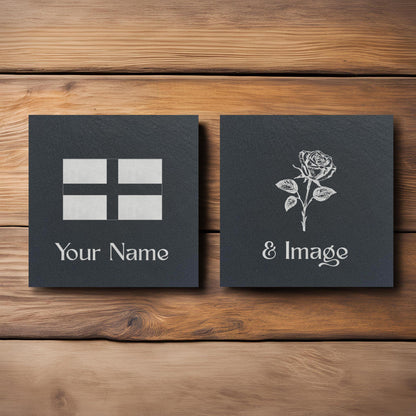 English Flag and Rose Slate Coasters