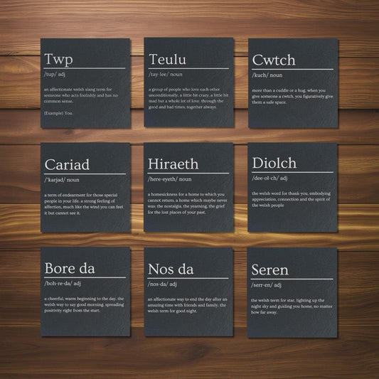 Welsh Dictionary Slate Coasters